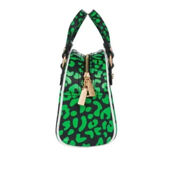 Von Dutch Lime and Black Cheetah Shoulder Crossbody Bowling Bag - Picture 2 of 3